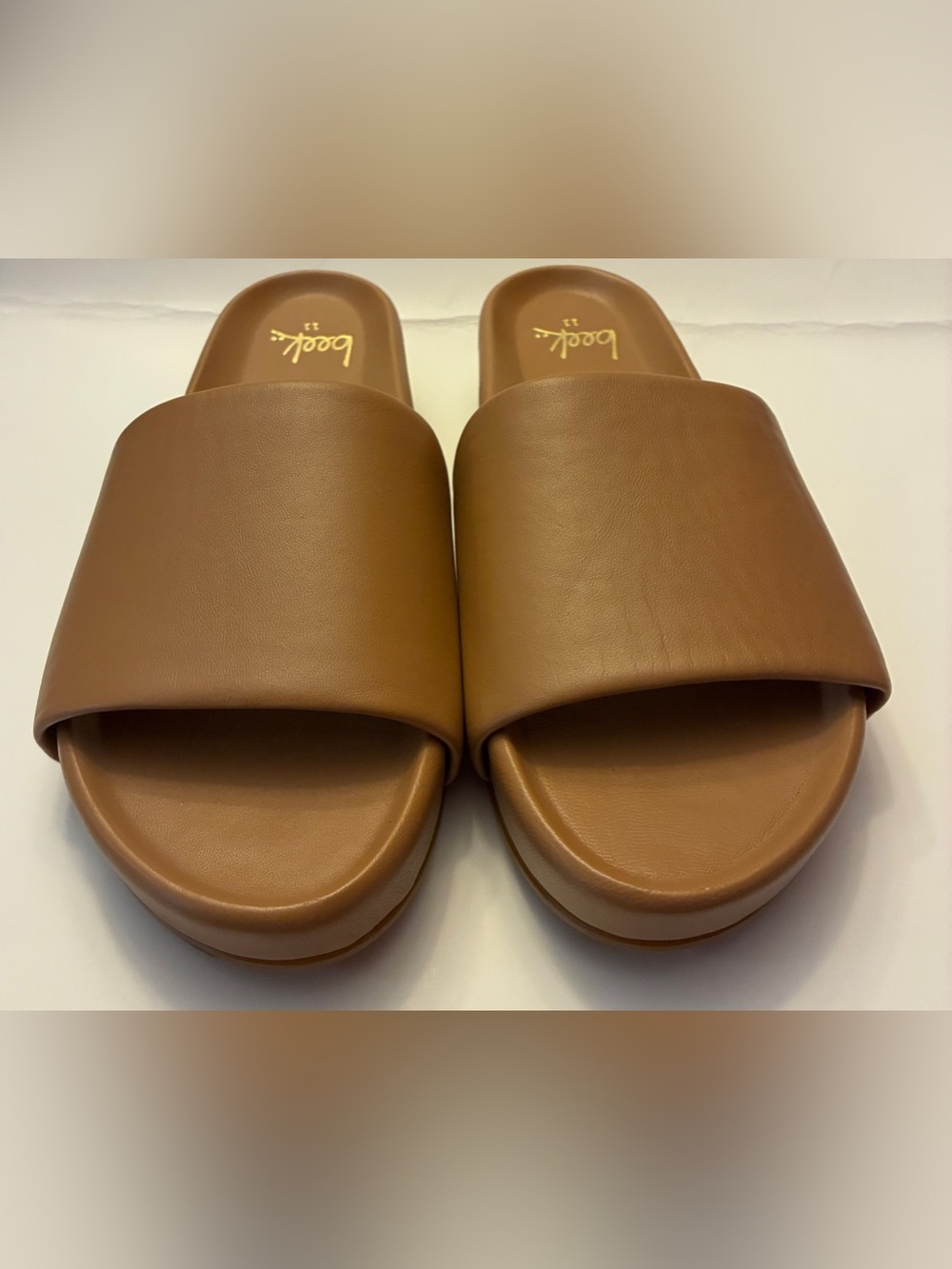 Beek Slide Sandals in Cognac Brown